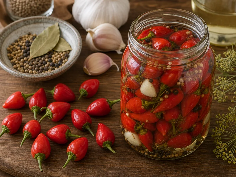 Hinkelhatz peppers pickled in vinegar brine