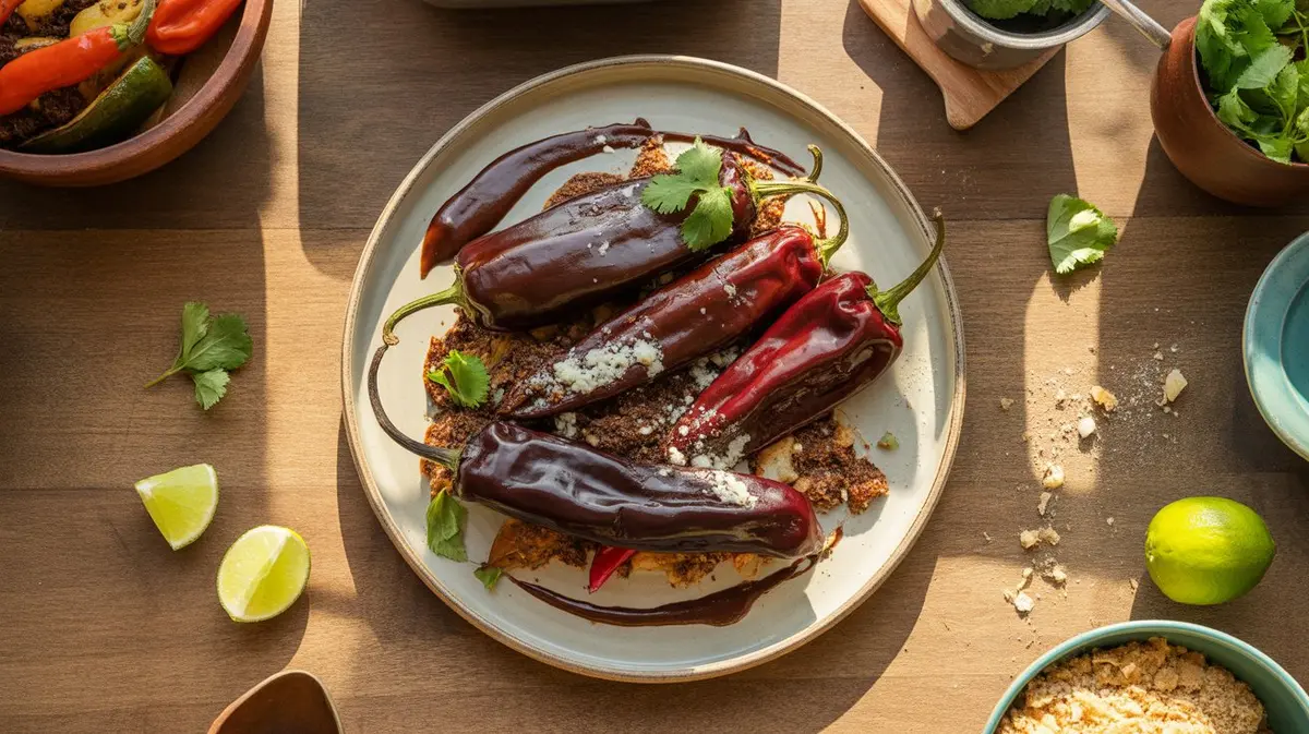 Fresh Holy Mole Pepper peppers showing color, shape and texture