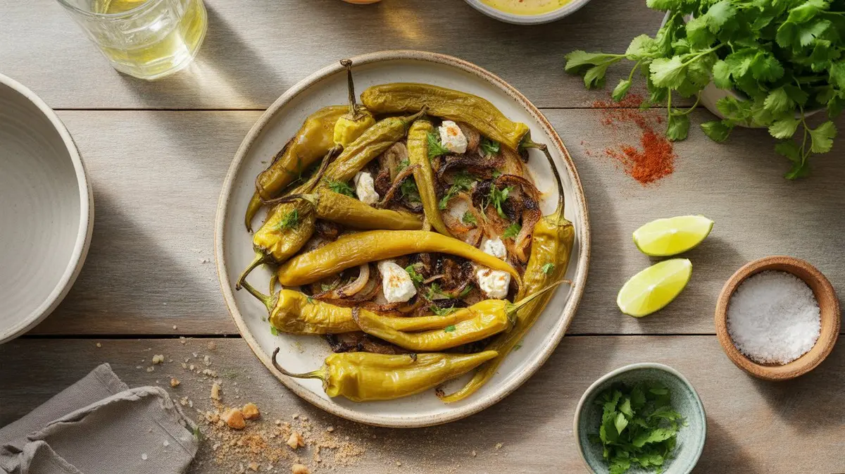 Fresh Hungarian Hot Wax peppers showing color, shape and texture