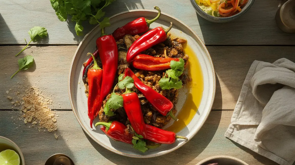 Fresh Inca Red Drop Pepper peppers showing color, shape and texture