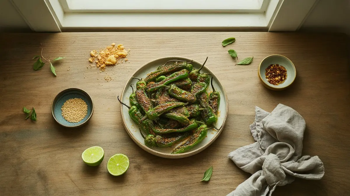 Fresh Korean Green Pepper peppers showing color, shape and texture