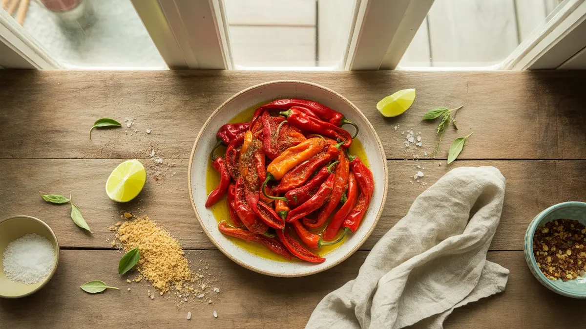 Fresh Maras Pepper peppers showing color, shape and texture