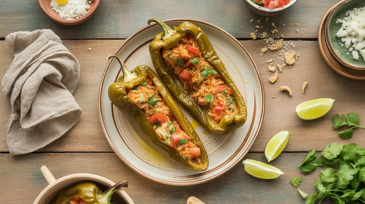 Fresh NuMex Big Jim peppers showing color, shape and texture
