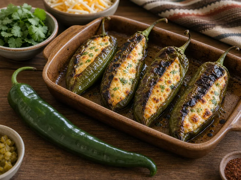 NuMex Heritage Big Jim chiles roasted and stuffed
