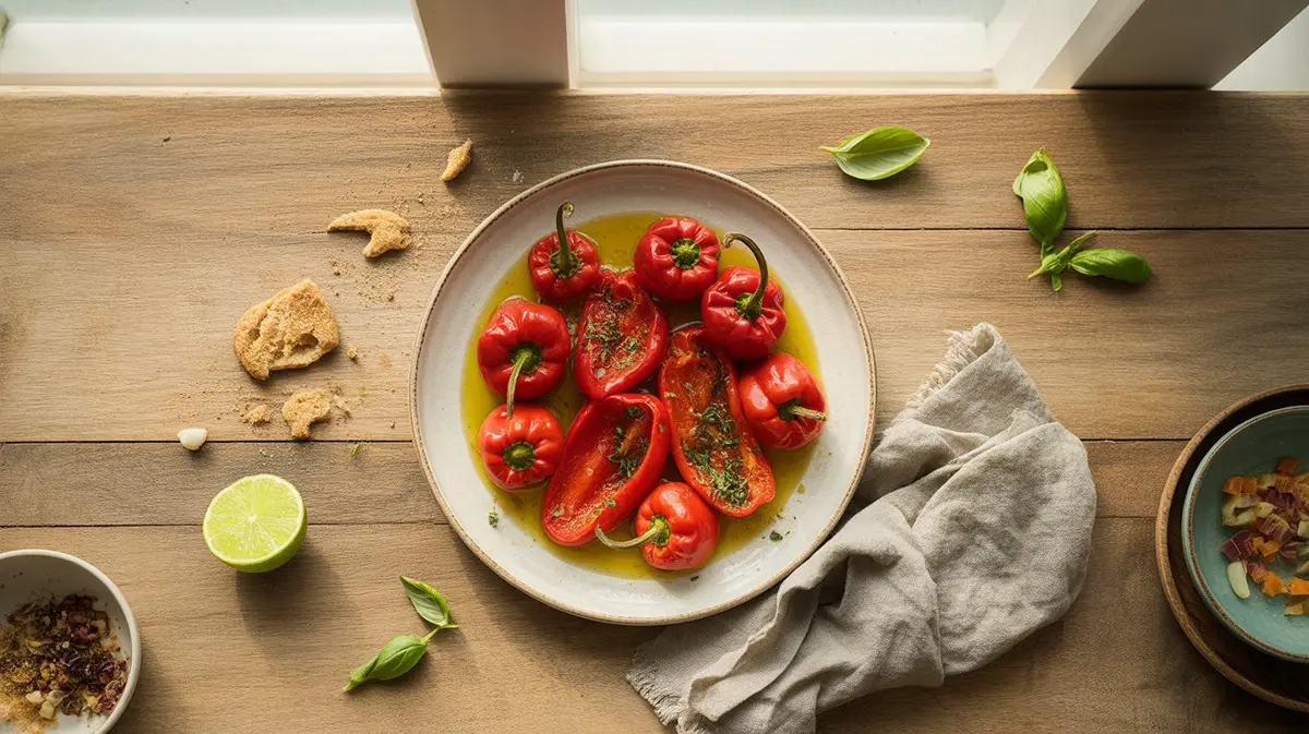 Fresh Peppadew Pepper peppers showing color, shape and texture