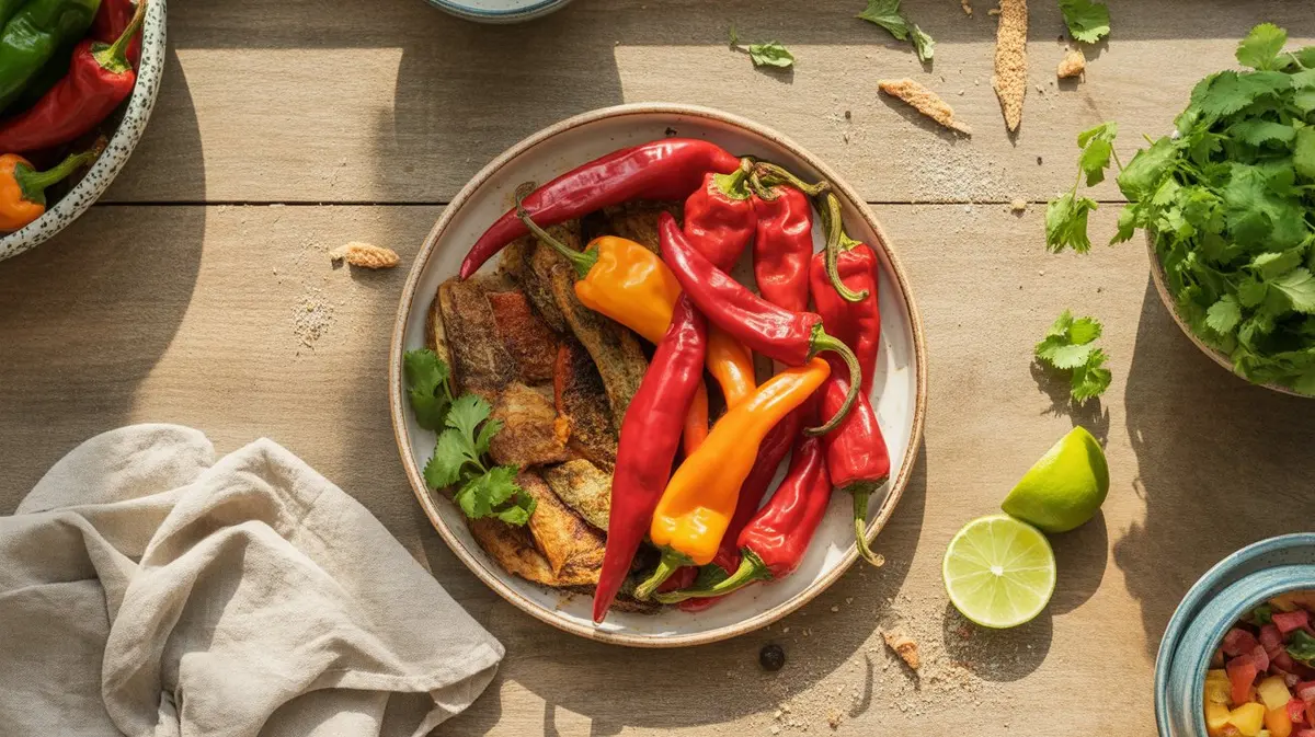 Fresh Puya Pepper peppers showing color, shape and texture