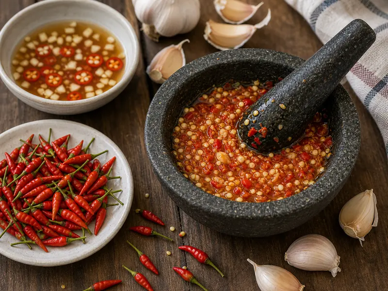 Siling Labuyo chilies crushed for Filipino dipping sauce