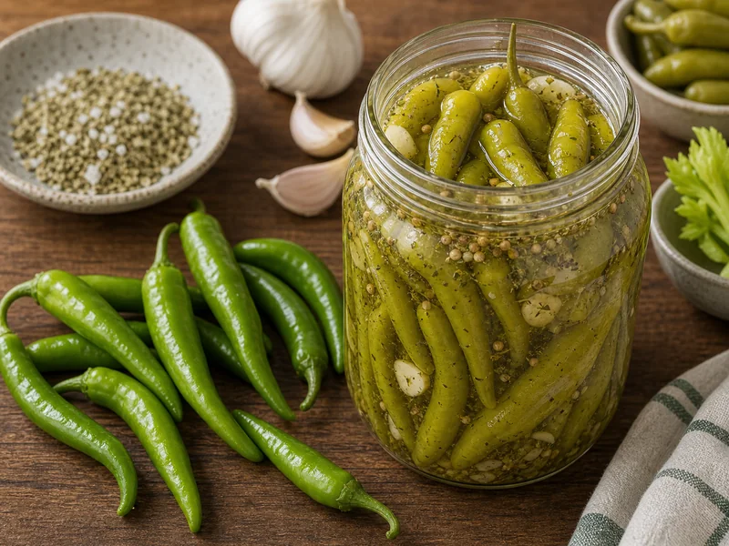 Sport peppers packed in pickling brine