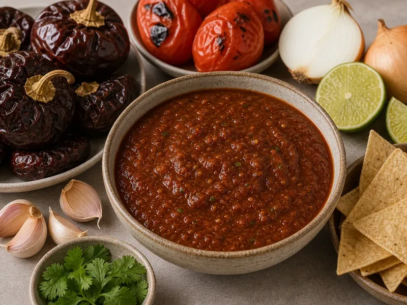 Cascabel Chile Salsa finished texture and serving consistency