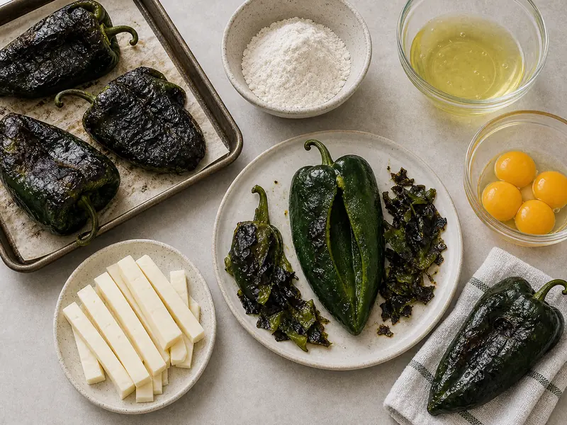 Chile Rellenos: Stuffed Poblano Recipe preparation and ingredients