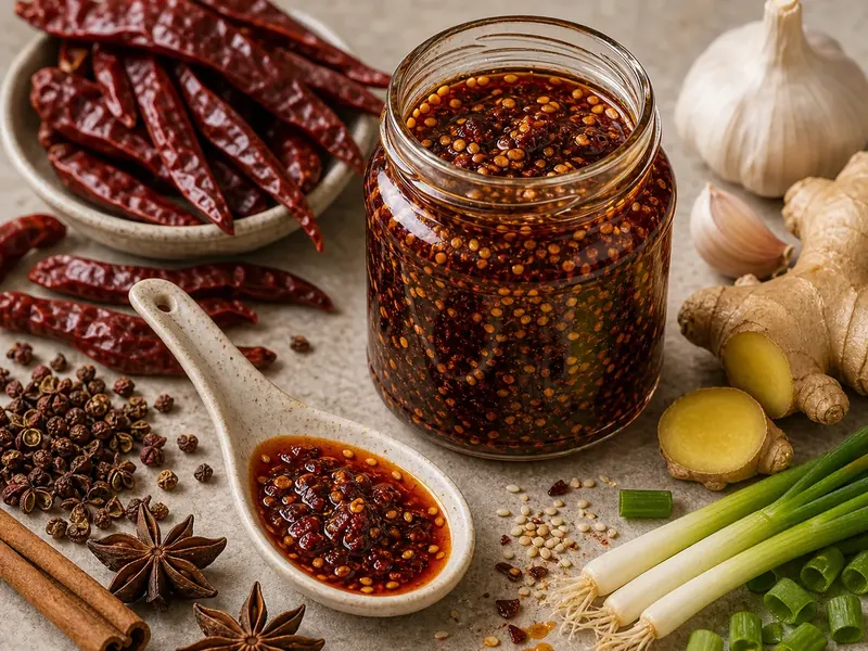 Chili Oil Recipe (Chinese-Style with Crispy Bits) finished texture and serving consistency