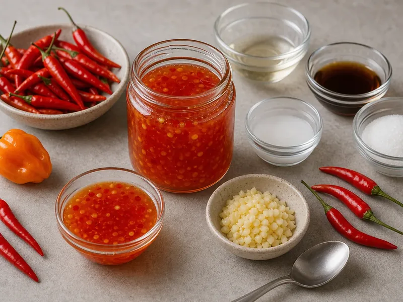 Extra Spicy Sweet Chili Sauce finished texture and serving consistency