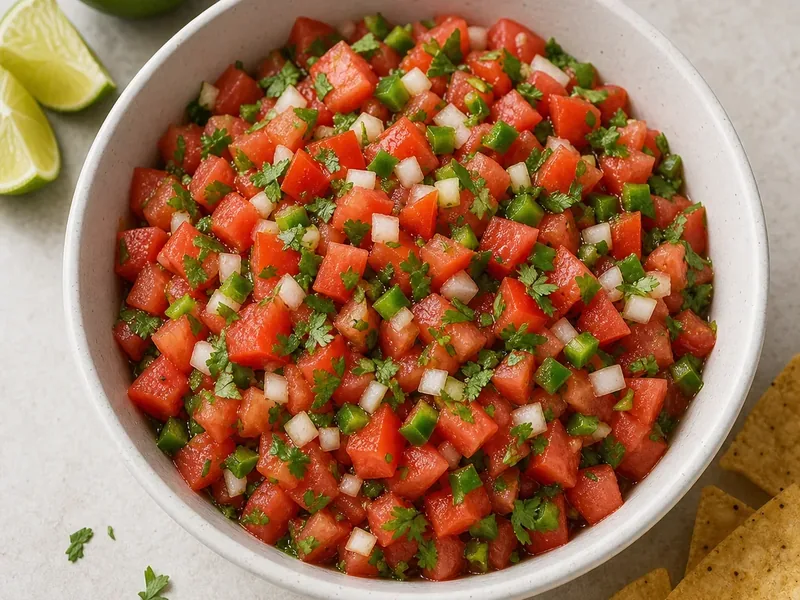 Homemade Salsa Recipe (Fresh Pico de Gallo) finished texture and serving consistency