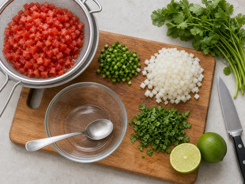 Homemade Salsa Recipe (Fresh Pico de Gallo) preparation and ingredients