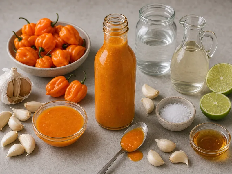 Garlic Habanero Hot Sauce finished texture and serving consistency