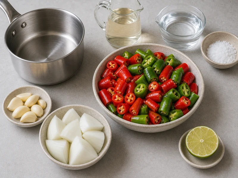 Homemade Hot Sauce Recipe (Vinegar-Based) preparation and ingredients