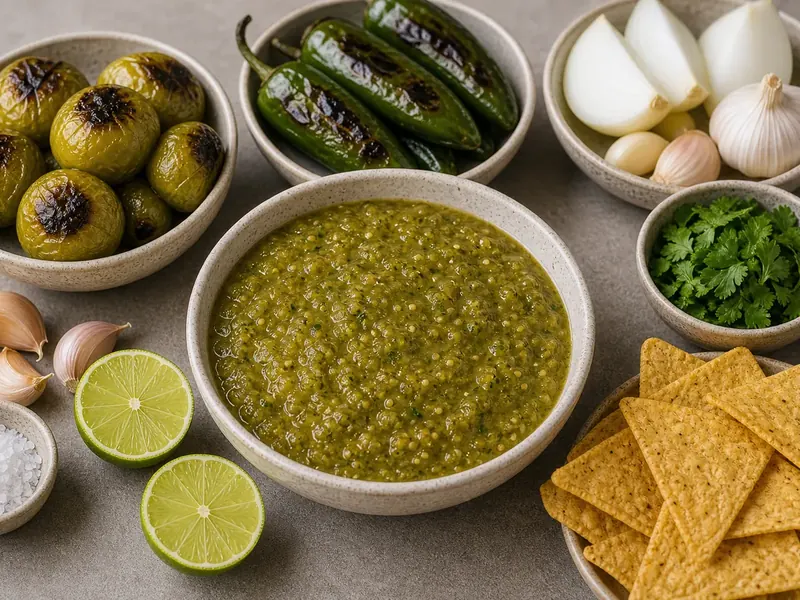Homemade Jalapeno Salsa Verde finished texture and serving consistency