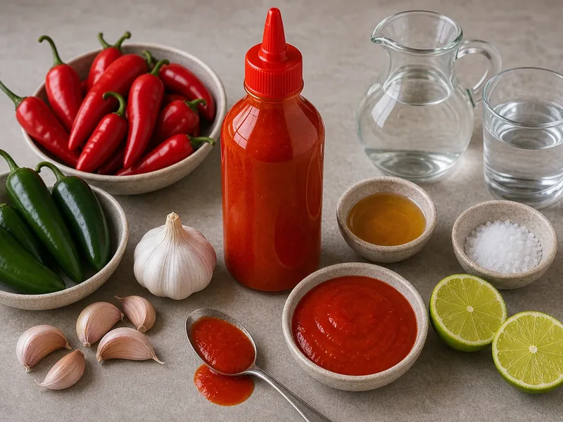 Homemade Sriracha Sauce finished texture and serving consistency