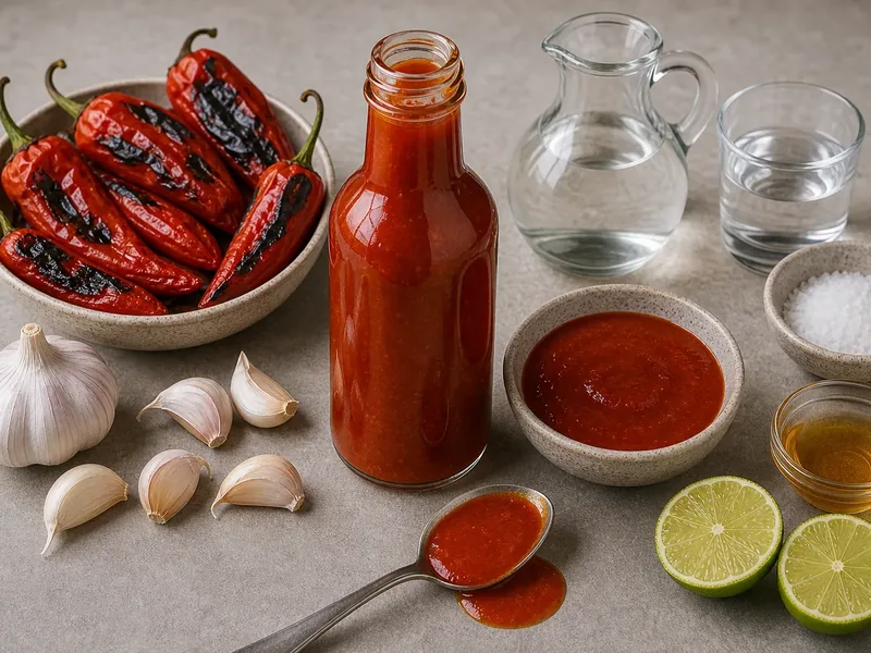 Roasted Red Jalapeno Pepper Hot Sauce finished texture and serving consistency