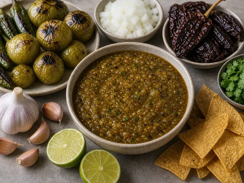 Tomatillo Chipotle Salsa finished texture and serving consistency
