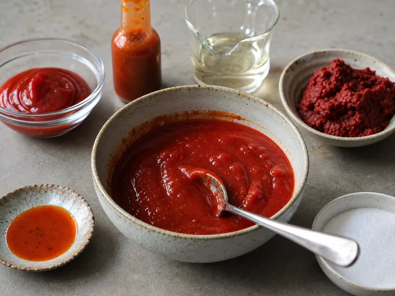 Chili sauce substitutes including ketchup, hot sauce, tomato paste, sriracha, sweet chili sauce, and chili paste