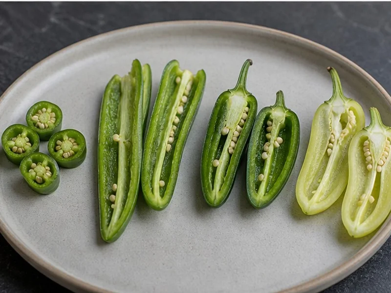 Padron and alternative peppers cut open to show wall thickness