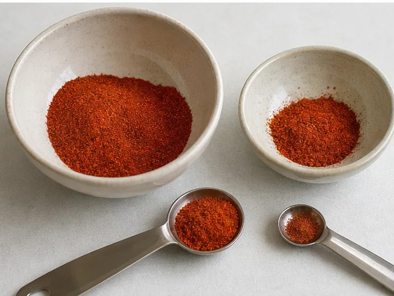 Measuring spoons showing a paprika substitute blend