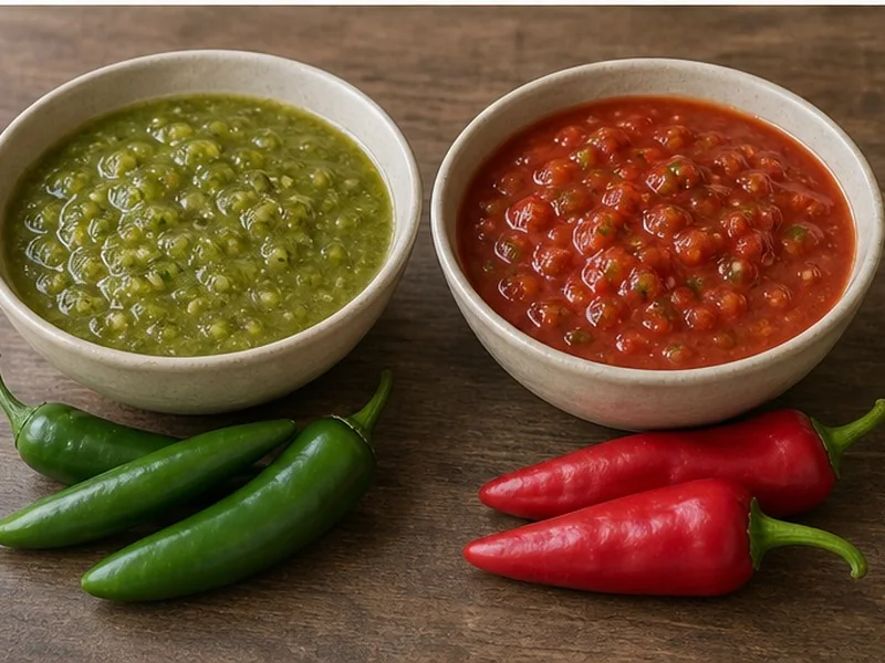 Green and red salsas made with serrano alternatives